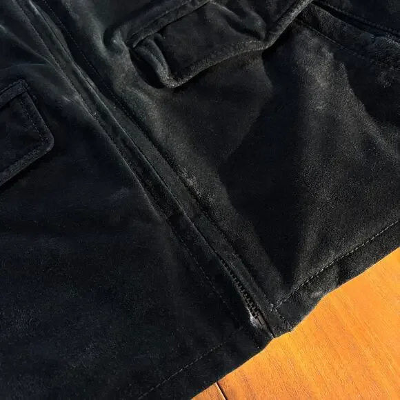 Vintage 90s Distressed Black Suede Leather Bomber Jacket Quilted Lining No Size - Picture 11 of 16